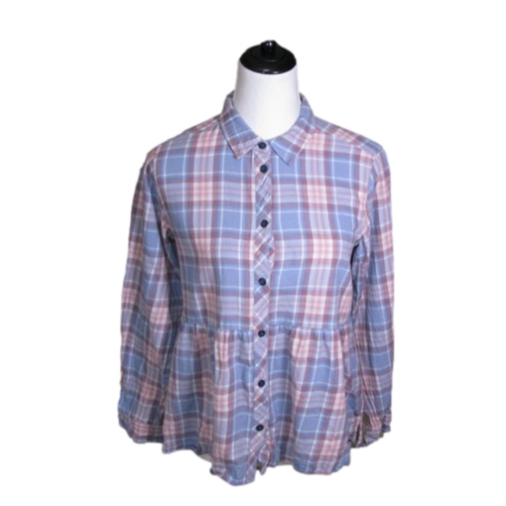 VANILLA Star Blue/Orange Baby Doll Flannel Size Medium